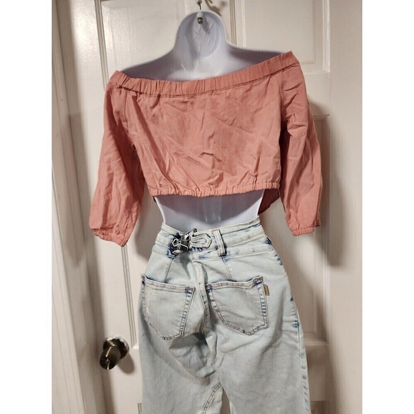 New BDG peach crop top tie buttons - Picture 10 of 12